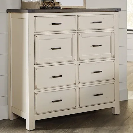 Relaxed Vintage Solid Wood 8-Drawer Linen Chest with Soft-Close Drawers